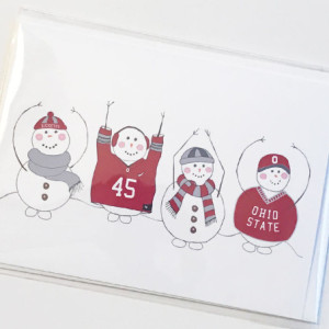Set of three (3) OHIO Snowman blank greeting cards. Snowman card. Blank greeting card. Ohio State card. Ohio State Buckeyes. OSU card. OHIO card.