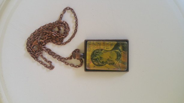 Madonna of the 3rd millennium rectangular pendant and necklace in copper