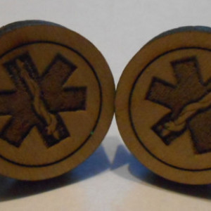 Laser Engraved Wood  Cufflinks Cuff Links Custom Great Gift EMT Paramedic Emergency Ambulance