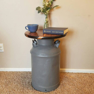 Vintage Milk Can End Table
