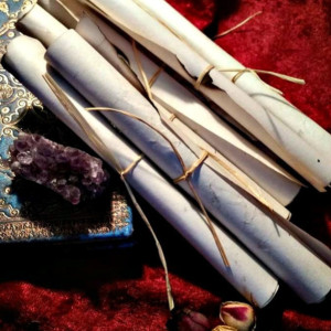 Aged Paper Scrolls, small or large, sets of scrolls, burned handmade papers, write your spells and chants, grimoire pages