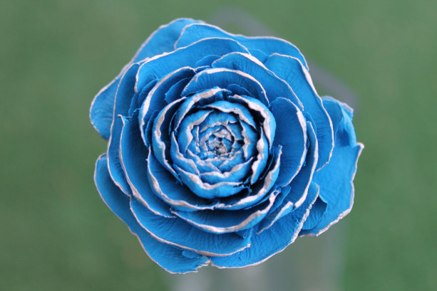 Light Blue Hand-Painted Cedar Rose Pine Cone Flower