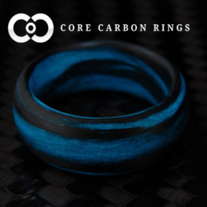 Carbon Fiber Blue and Black Marbled Glow Ring