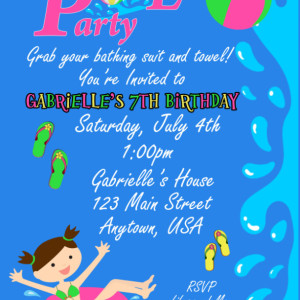 Pool Party Invitation, Invitations, Birthday