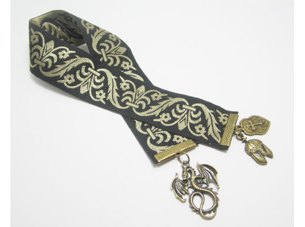 Dragon Ribbon Bookmark, Fantasy Bookmark, Tapestry Ribbon