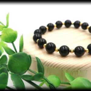 Black Onyx Gemstone Bracelet for Support and Stress Relief