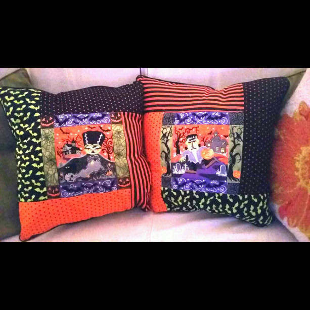 Embroidered Halloween Pillows -Set of Two