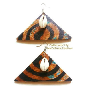 African Cowrie Earrings, Ankara Earrings, Cowrie Earrings, African Print, Cowrie Shell Earrings, Ankara Fabric, Tribal Shell Earrings, Cowry
