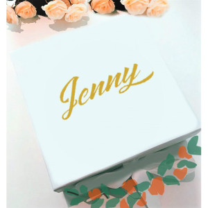 wedding Favor gift box custom name with Foil Gold vinyl