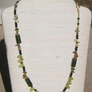 Green multi bead necklace