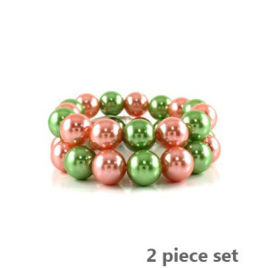 Pink and Green Pearl AKA 2 Piece Stretch Bracelet