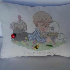 Precious Moments Child's Room Pillow with Lamb and Cute Bug Emellishments