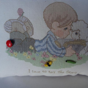 Precious Moments Child's Room Pillow with Lamb and Cute Bug Emellishments