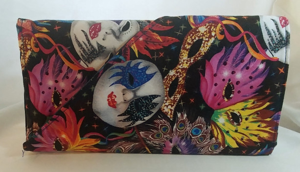 Masquerade Collection Wallet with cell pocket - Mask Mardi Gras print - multicolor