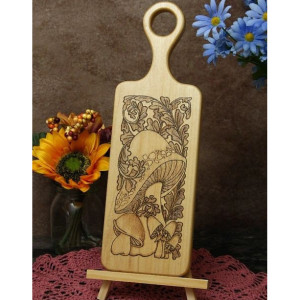 Handcrafted Woodburned Decorative Mushroom Board/Pyrography