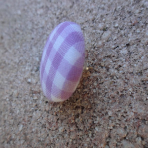Purple and White Checked, Stud Button Earrings