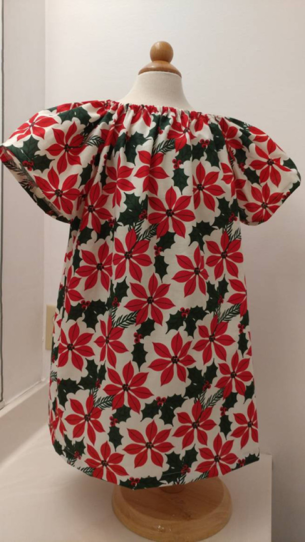 Christmas Poinsettia Peasant Dress