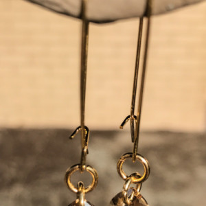 gold filled Swarovski Champagne teardrop dangle earrings