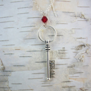 Silver Dream Key Crystal Necklace - Writer Gift - Author Gift
