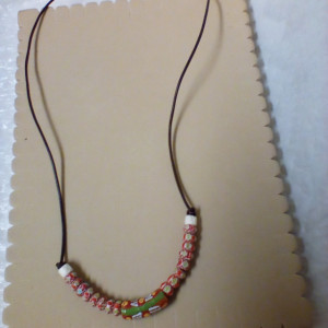 Leather cord beaded necklace