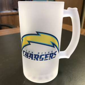 Custom Made San Diego Chargers Frosted Beer Stein 16 oz Glass Mug