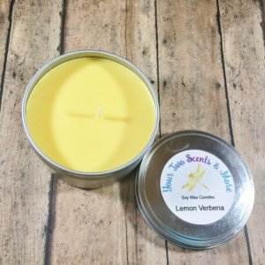 Lemon Verbena Vegan Candle, Soy Wax Candle, Natural Soy Candle, Eoc Friendly Candle, Scented Soy Candle, Handmade Candle, 8 Oz Candle Tin