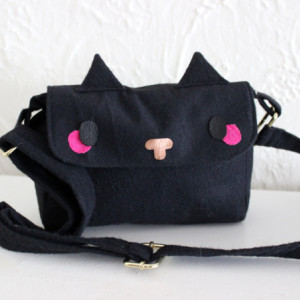 Crossbody Bag Black Cat Kitten Purse Shoulder Bag - by Katie Gariepy