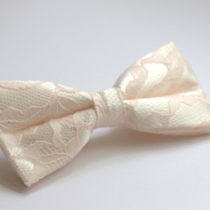 Light Pink/Blush Fairy Tale - Pink lace and Ivory Bow Tie - Kid's Pink Bow Tie - Adult Pink Bow Tie - Lace Bow Tie - Ivory and Pink Bow Tie
