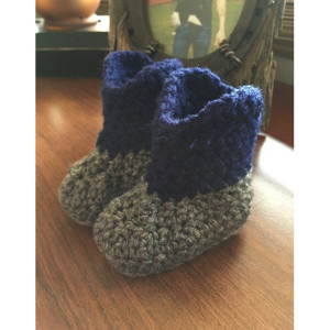 0/6 Month Grey & Navy Baby Boys Crocheted Cowboy Boots 