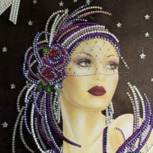 Purple Flapper Lady Beaded Art 