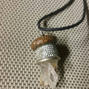 Acorn Thimble Quartz Crystal Necklace