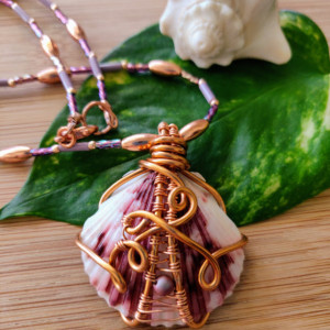 Wire wrapped natural seashell