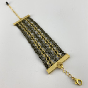 Vintage Black & Gold  French Lace Bracelet (1.25" width)