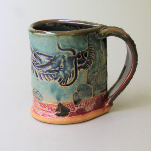 Dragon Pottery Mug Coffee Cup Handmade Microwave and Dishwasher Safe