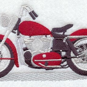 BATh towels 6 pc SET Embroidered - Antique Motorcycle