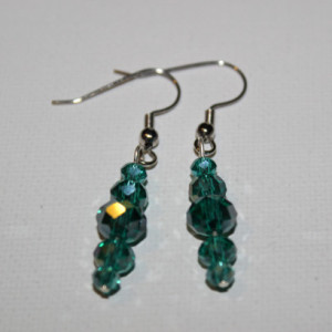 Blue-green glass dangle earrings