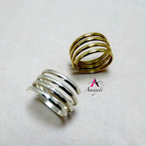 Brass Gold wrap ring midi ring stack ring stacking rings layers