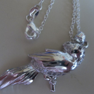 silver parrot pendant with chain