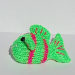 Hand Knitted Fish, Small Toy, Tropical Fish, Neon Toy,  Stuffed Animal, Handmade Toy
