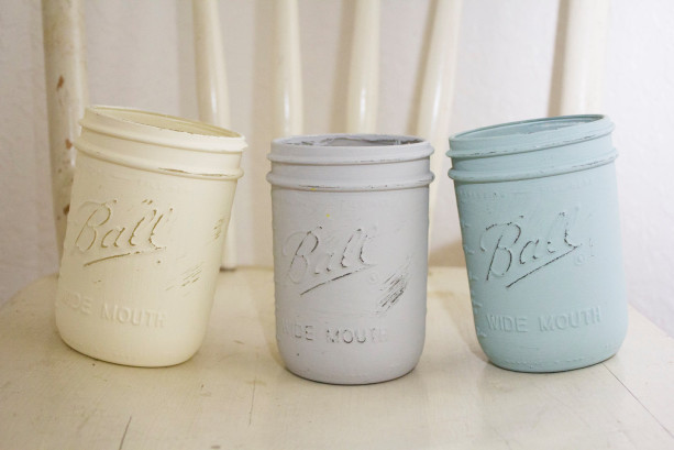 Hand Painted Set of 3 Mason Jars~Mason Jar Decor~Mason Jars