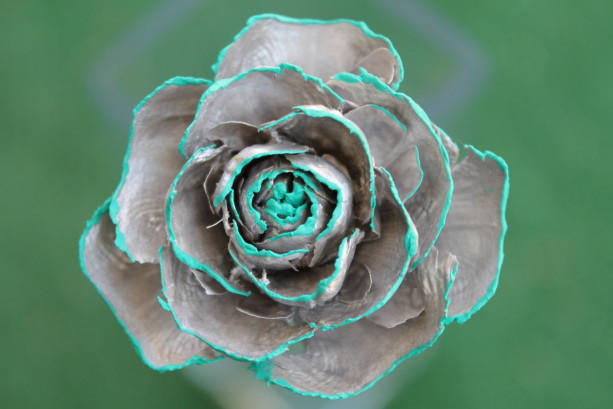 Silver Hand-Painted Cedar Rose Pine Cone Flower