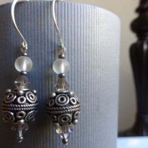 Black & White Decorative Bead Drop Earrings