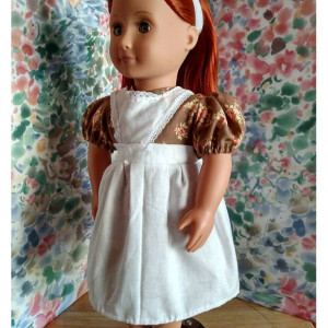 Custom prairie dress and pinafore, hand sewn 18" doll clothes - Hand sewn, heirloom quality