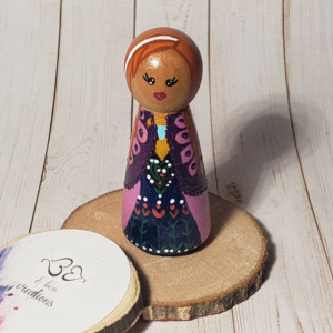 Anna inspired Wooden peg Anna doll; frozen wooden peg doll; handpainted princess Anna wooden peg doll; personalized Wooden