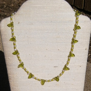 Lime green leaf necklace