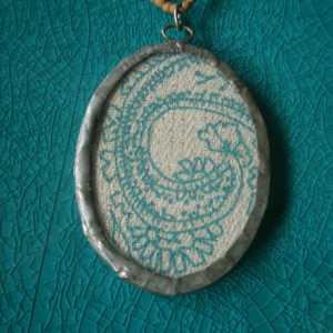 Glass Encased Fabric Necklace