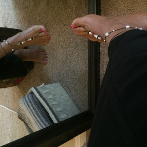 Foot Tender - Black, Red, Silver Beads (M/L) - SOLD OUT