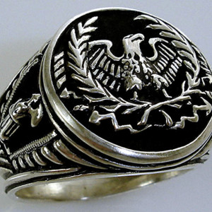 Artisan made Roman Eagle Fasces Mens ring sterling silver 925