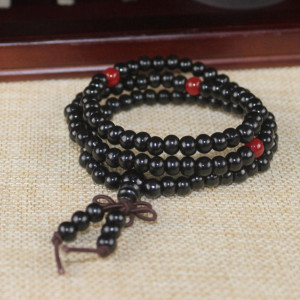 Black Natural Sandalwood Tibetan Buddhist Mala Bead Bracelets, Meditation Bracelet, Yoga Bracelet