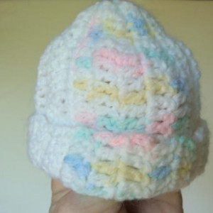 Baby Crochet Hat, Crochet Hat For A Newborn/Infant, Head Warmer For A Baby Multi Colored Baby Hat